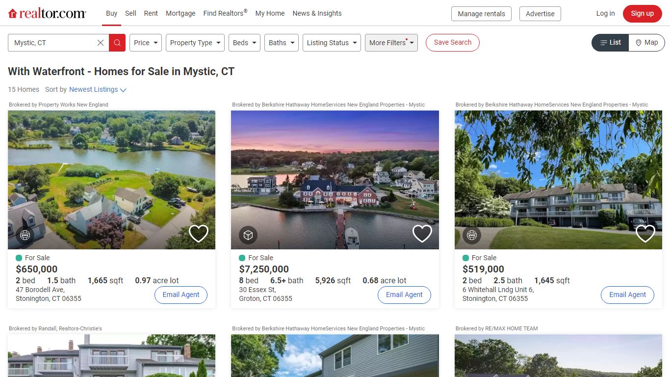 With Waterfront - Homes for Sale in Mystic, CT | realtor.com®